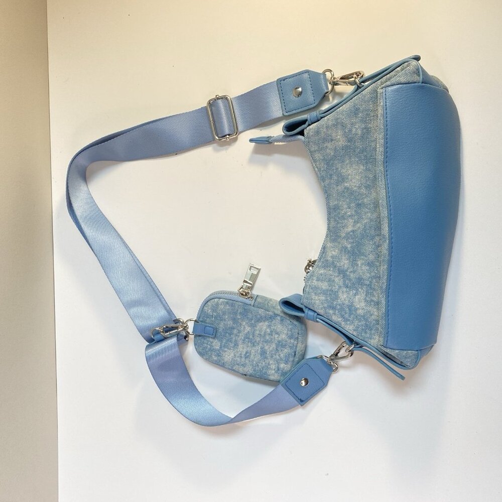 Steve Madden NYC Women's Crossbody Handbag Purse Chain Strap Pouch - Denim - Picture 9 of 13